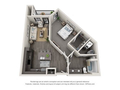 1 bed 1 bath floor plan G at 5300 Centre, Missouri, 63376